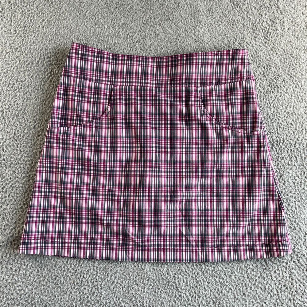NEW Cutter & Buck Annika Skort Womens 6 Purple Plaid Stretch Golf Outdoor Tennis